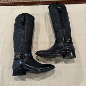 Tory Burch Black Leather Riding Boot